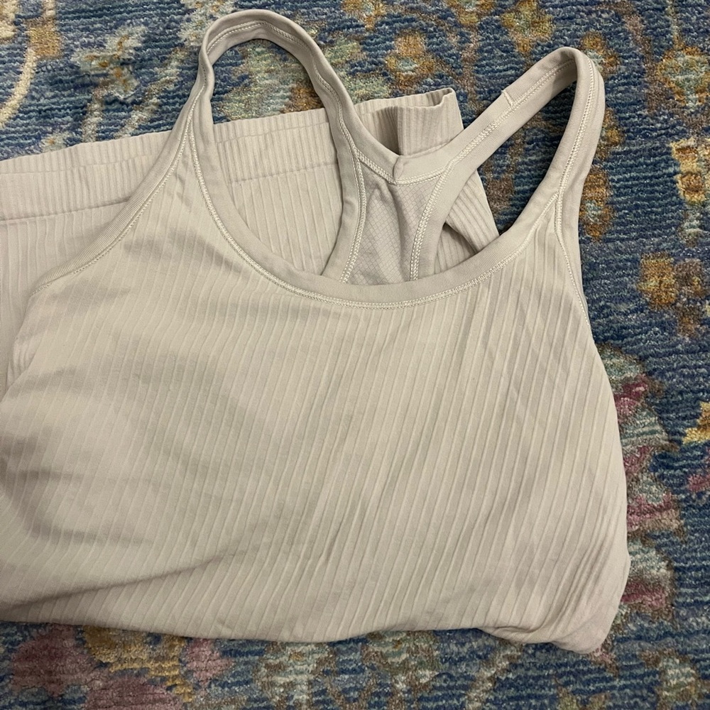 lululemon athletica Cream Ribbed Tank Top